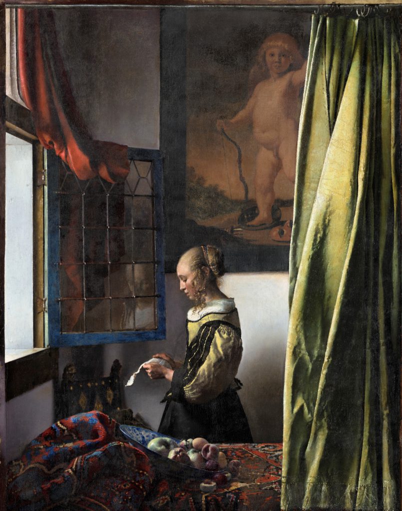 AM-1336_Vermeer, Johannes - Brieflesendes Mädchen am offenen Fenster; Gesamtaufnahme nach der Restaurierung 20210512, Restaurator Dr. Christoph Schölzel; Foto Wolfgang Kreische