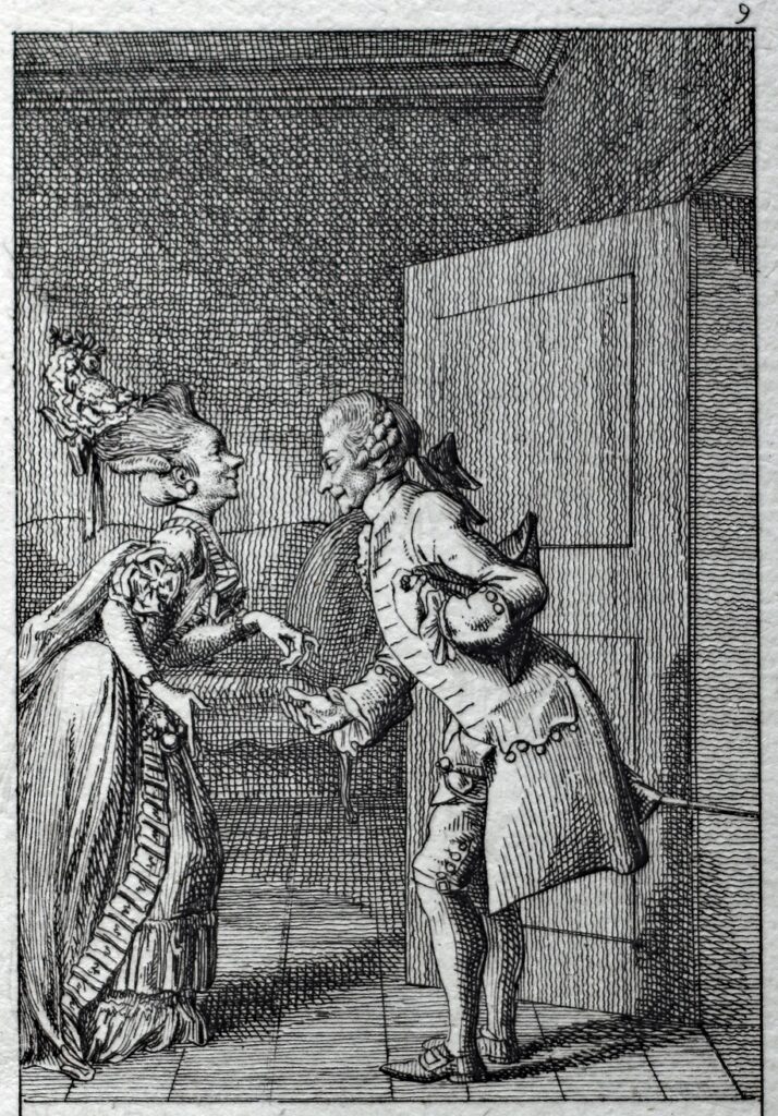 2026-08-14 Der Gruß. Detail aus Natürliche und affektirte Handlungen des Lebens, 1778, Gleimhaus